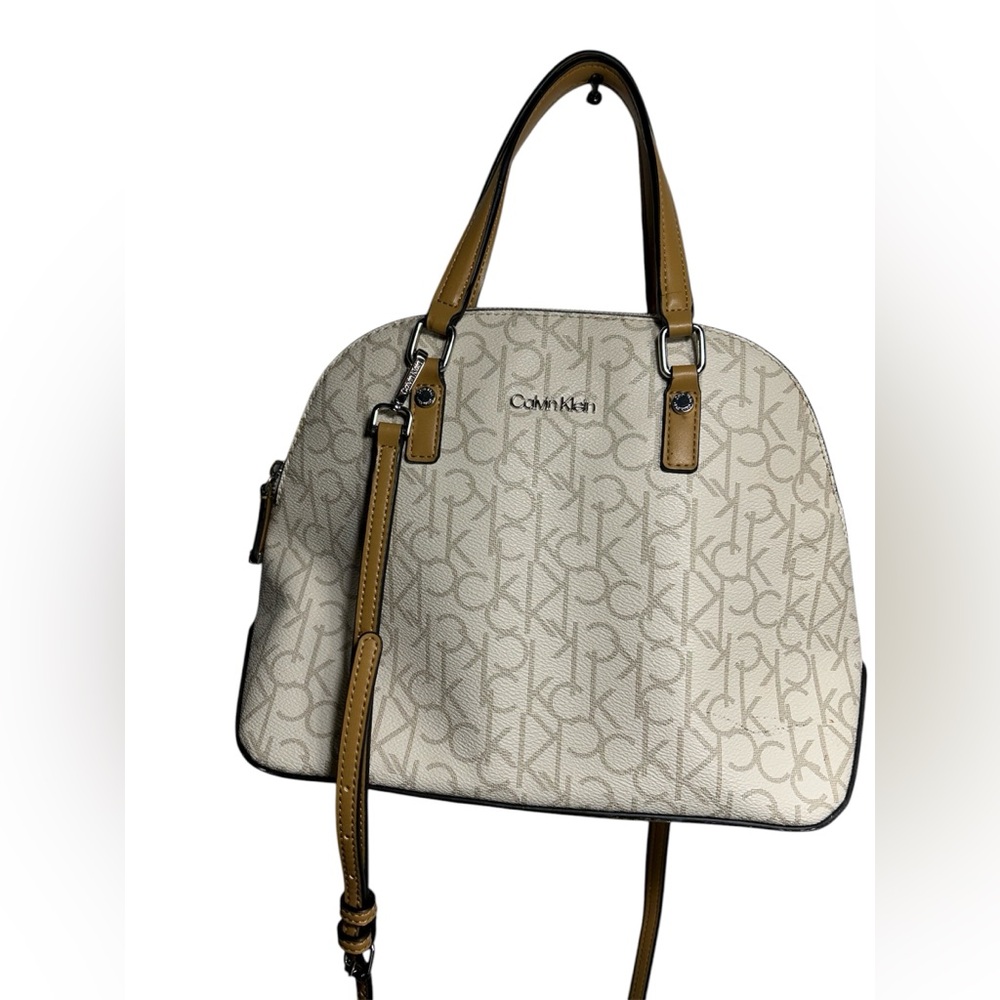 Calvin Klein Beige and Brown Satchel